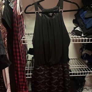 GUESS Black and Silver Halter Dress